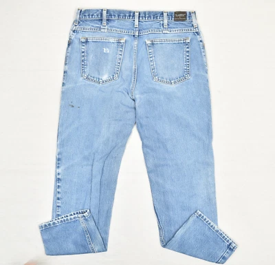 All American Men's Straight Jeans Distressed Cotton Blue Size 34x30 USA Made VTG Foto 1 de 4