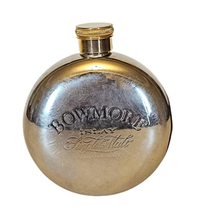 Vintage Bowmore Islay Single Malt Scotch Whisky Round Hip Flask Pewter UK - Bild 1 von 4