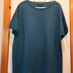Suéter Eileen Fisher Verde Cuadrado Top Cachemira Manga Corta Mujer L/G Minimalista - Imagen 1 de 17