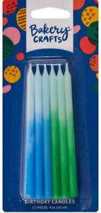 Blue & Green Ombre Birthday Candles, Cake Topper, Festive, Celebration