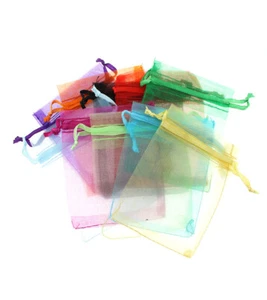 BULK 50 Organza Drawstring Bags 9cm x 7cm Assorted Colors - Z743 - Picture 1 of 2