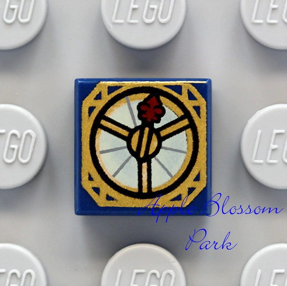 全新乐高魔法海盗 COMPASS 工具 1x1 装饰蓝色瓷砖 带金色表盘图案  — 第 1/1 张图片
