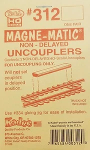 Kadee HO / On30 Scale ~  #312 ~  Permanent Magnet non-delayed Uncoupler  - Picture 1 of 1