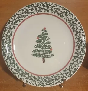 Plato de cena árbol de navidad Furio, 10 3/8", La Primula Italia, pintura de esponja verde - Imagen 1 de 6