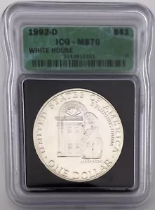 1992-D ICG MS70 White House $1 Commemorative - Picture 1 of 2