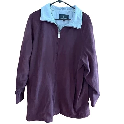 London Fog Jacket Womens Plum Large Windbreaker Oversized Baggy Gorpcore Sporty - Image 1 of 4