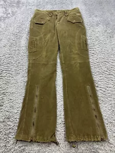 Pantaloni cargo vintage fetish donna 7/8 verde salvia velluto a coste svasati bootcut zip alla caviglia Y2K - Foto 1 di 13