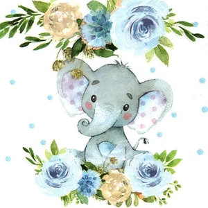 Serviettes en papier éléphant naissance bébé. Paper napkins elephant birth baby - Imagen 1 de 1