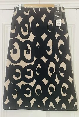 Marimekko Uniqlo Women’s Ivory & Black Geometric Fleece Midi Skirt L UK 14 EU 42 - Image 1 of 4