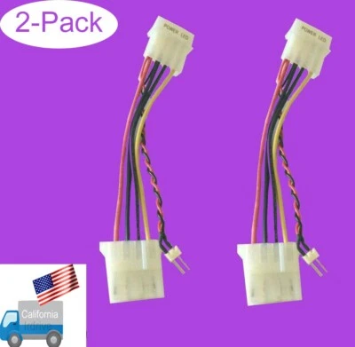 2-Pack: PC Case Front Panel 2pin Power LED/Molex 4pin Extension Adapter Cable - Image 1 of 4