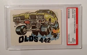 1970 DONRUSS FIENDS & MACHINES #61 OLDS 442 PSA 9 MINT NON-SPORT MUSCLE CAR Card - Picture 1 of 2