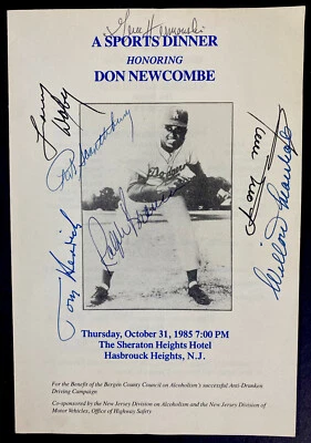 1985 Don Newcombe Dinner Program signed by (7) Willie Mays, Larry Doby HOF MLB - Image 1 of 4