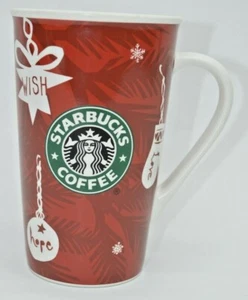 Starbucks Holiday 2009 New Bone China Tall 16 oz Red Christmas Coffee Mug Tasse - Bild 1 von 8