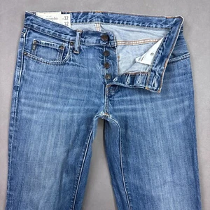 Abercrombie Fitch Jeans Men 32x32 Blue Thrashed Washout Faded Repaired Straight - Picture 1 of 24