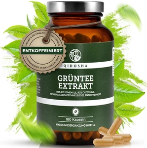 QIDOSHA® Grüntee Extrakt Kapseln Entkoffeiniert, 50% EGCG, 180 Stück Hochdosiert - Bild 1 von 9