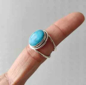 925 Solid Sterling Silver Natural Turquoise Gemstone Handmade Gift All Size C180 - Picture 1 of 11
