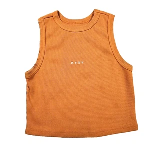 Roxy Y2K Style Ribbed Embroidered Spell Out Beachy Cropped Baby Tank Top Sz M - Picture 1 of 7