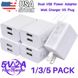 1/3/5PCS USB Dual Wall Fast Charger Power Adapter 2A 5V Block For iPhone Samsung - Picture 1 of 13