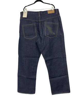 Rocawear Jeans Men 40 Blue Embroidered Label Wing Dark Wash Denim Streetwear NWT - Image 1 of 4