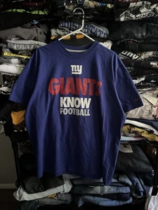 Nike Team Apparel New York “Giants Know Football” Blue Graphic NFL T-Shirt 2XL - Picture 1 of 8