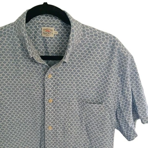 Faherty Playa Fish Scale Print Shirt Men Medi Button Cotton Stretch Short Sleeve - Picture 1 of 7