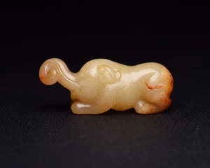 Certified Natural Hetian Jade Hand-carved Exquisite Elephant Statues 6599 - Picture 1 of 9