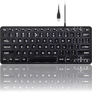 Perixx PERIBOARD-332 Wired Backlit USB Keyboard - Mini 11.22x4.57x0.83 Black  - Picture 1 of 10