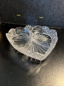 Oneida Crystal SOUTHERN GARDEN 3-Part Relish Dish Heart Shape 8" Germany Cottage - Picture 1 of 7