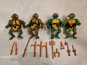 TMNT 1988 Mirage Playmates 4 teste rigide Don Raffaello Leo e Mike con accessori - Foto 1 di 15