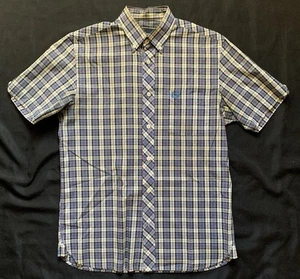 Fred Perry blau kariertes Kurzarmhemd Erwachsene Größe Small 19x24 - Bild 1 von 4