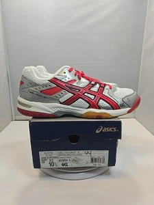 WOMENS SIZE 10.5 Asics Gel Rocket 6 Volleyball Gym Shoes B257N Red Silver White - Picture 1 of 11