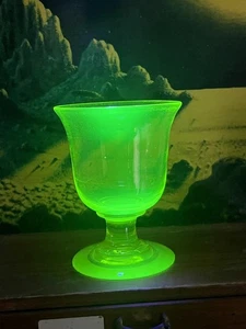 Vintage Uranium Large Glass Goblet Mid Century Space Age - Picture 1 of 7