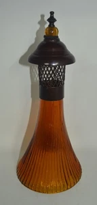 Objeto de vidrio acanalado ornamentado vintage decorativo naranja negro 10" de alto - Imagen 1 de 3