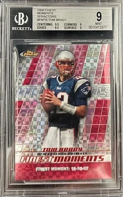 2008 Finest Moments Xfractors Tom Brady #FMTB #11/25 Limited Ed. Beckett Mint 9 - Image 1 of 2