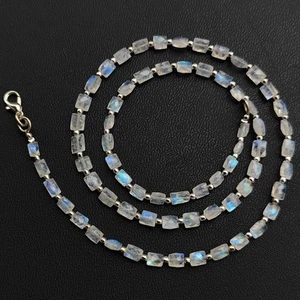 Collar de 21" con gemas de piedra lunar natural tamaño de 4 a 6 mm facetadas en forma de pepita - Imagen 1 de 5