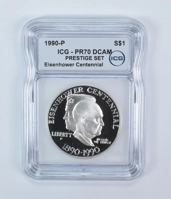 1990-P Eisenhower Commemorative Silver Dollar Prestige Set PR70 DCAM ICG *4575 - Image 1 of 4