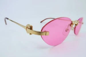 Vintage gold plated Cartier PARIS rimless sunglasses France 135 SL#3450361 - Picture 1 of 11