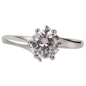 1.75 Carat D/VVS1 Round Shape Solitaire Women's Ring In 14KT White Gold - Picture 1 of 4
