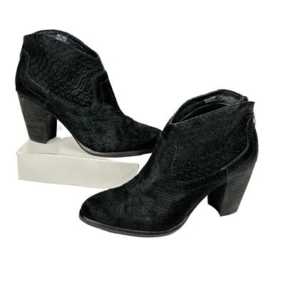 UGG Charlotte Ankle Boots Size 10 Black Hair Calf Snake Embossed Heel Booties - Image 1 of 4