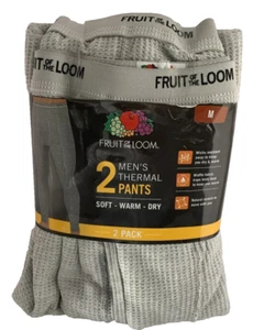 Fruit Of The Loom Medium Gray Men’s Thermal Pants 2 Pack NEW - Picture 1 of 5
