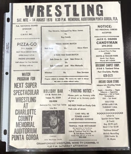 Championship Wrestling Program Punta Gorda, Florida Aug 14, 1976 Bob Orton Sr. 2 - Picture 1 of 2