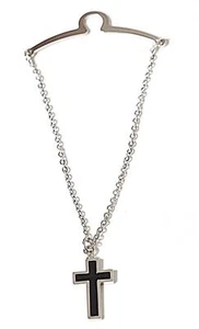 NEW Men's Silver Holy Cross Tie Chain Tack Clip Christian with box FREE SHIP - Picture 1 of 1