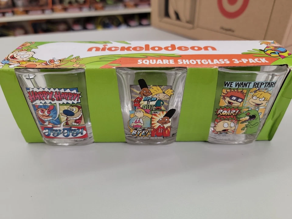 Nickelodeon 90s Comics 3pk Square Shot Glass Set Clear