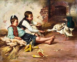 Geza Peske (Węgry, 1859-1934) obraz olejny antyk 120688