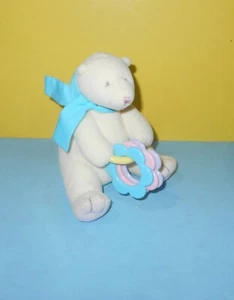 6 Zoll Fiesta cremefarbener Eisbär mit Ringen weiches Plüschtier Stofftier Baby Spielzeug mit genähten Augen - Bild 1 von 2
