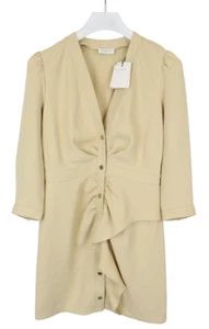 SANDRO Teana Dress Women's (EU) 38 Peplum V-Neck Mini Button Placket - Picture 1 of 10