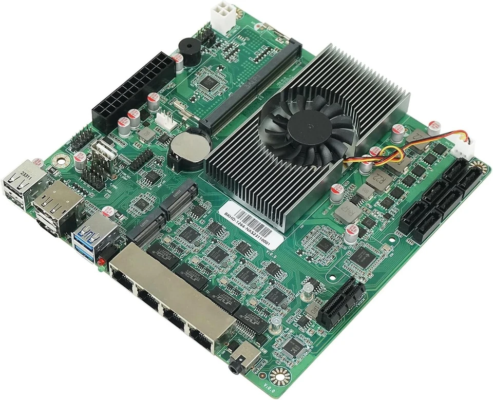 PcZinophyte 6-Bay NAS Motherboard N150 6*SATA3.0 2*M.2 NVMe 4 * 2.5G Nics 1*PCIE - Image 1 of 4