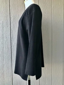 M&S Dark Navy Blue Long Sweater Tunic Side Vents US size 8/10 (bust 35"-36") EUC - Picture 1 of 10