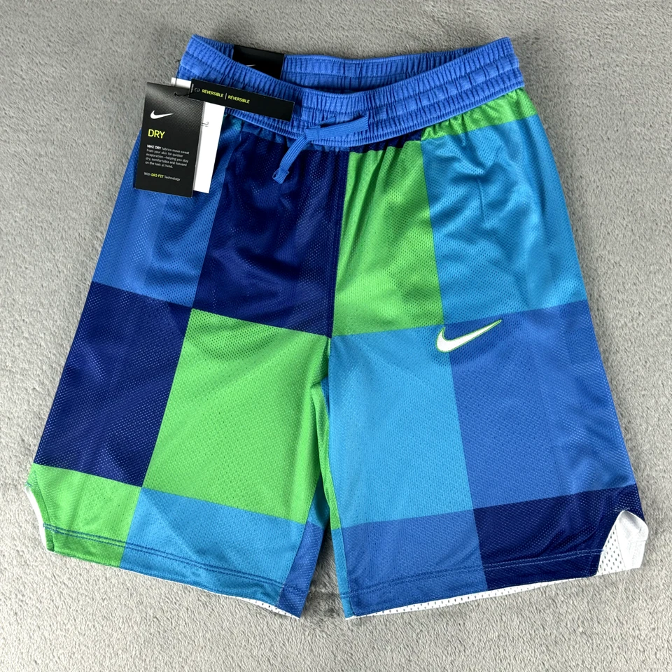 Nike Elite Boys Reversible Basketball Shorts CK3024-657 Blue/Green/White Size XL