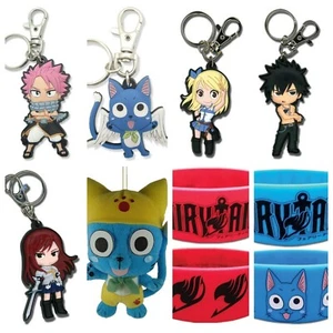 Anime Fairy Tail Happy Natsu Lucy Gray Erza Tarus Plush Keychain Charm Wristband - Picture 1 of 20